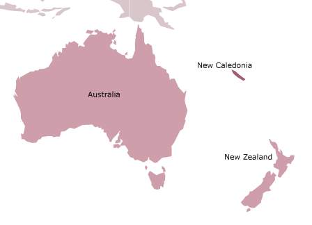 a map of australia and new zealand. Australia and New Zealand.